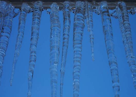 icicles and blue skies